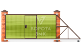Откатные ворота 7 метров с калиткой 7000×2800 ЗМК-8092