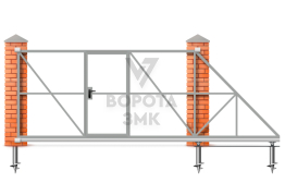 Откатные ворота с калиткой 2200×3500 ЗМК-7646
