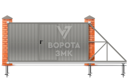 Откатные ворота 2250×2550 из профнастила под ключ ЗМК-7778